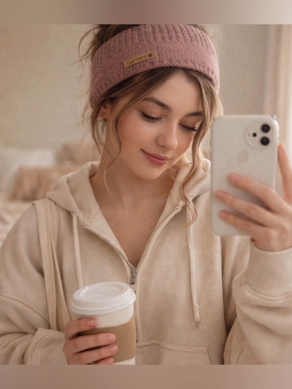 Carhartt Dusty Pink and Lavender Knit Beanie